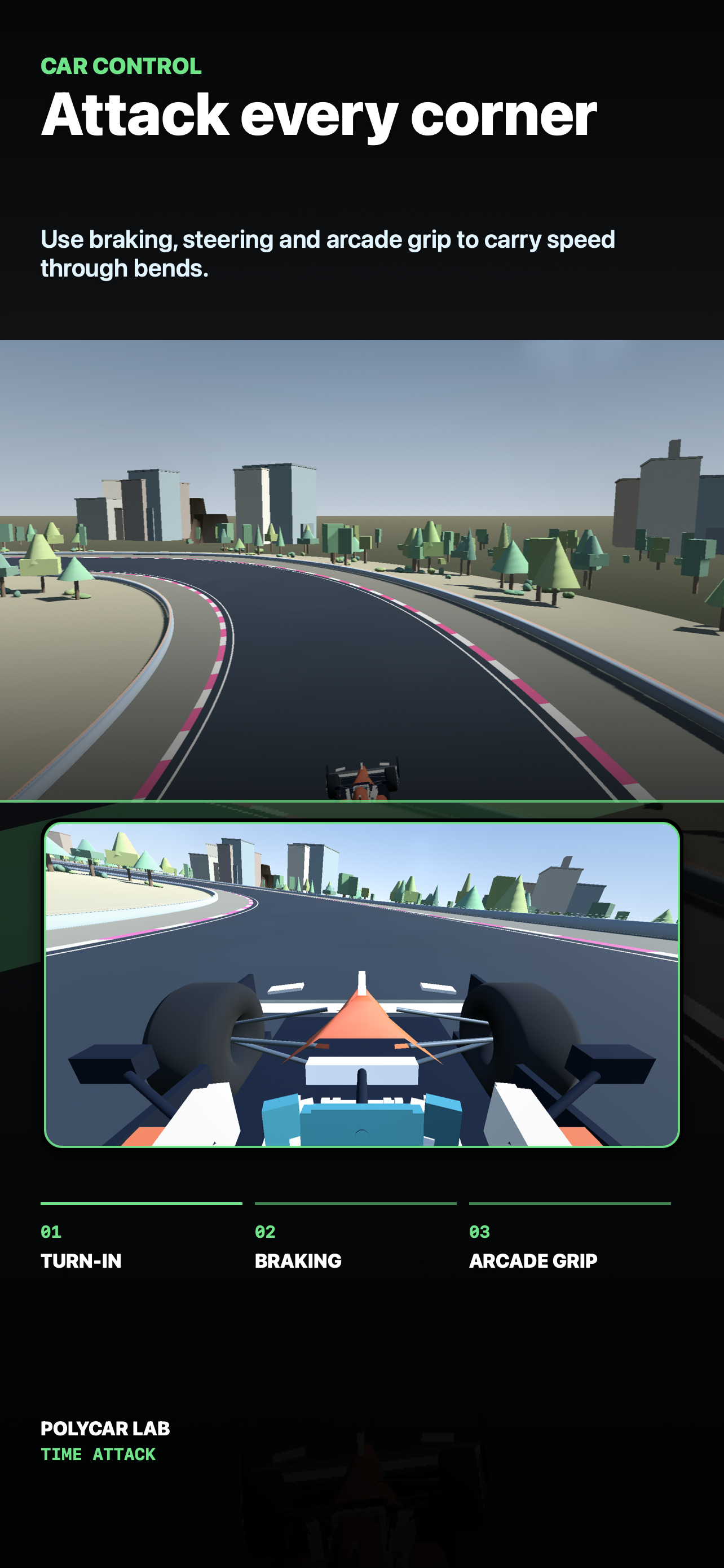 PolyCar Lab iPhone screenshot showing cockpit camera