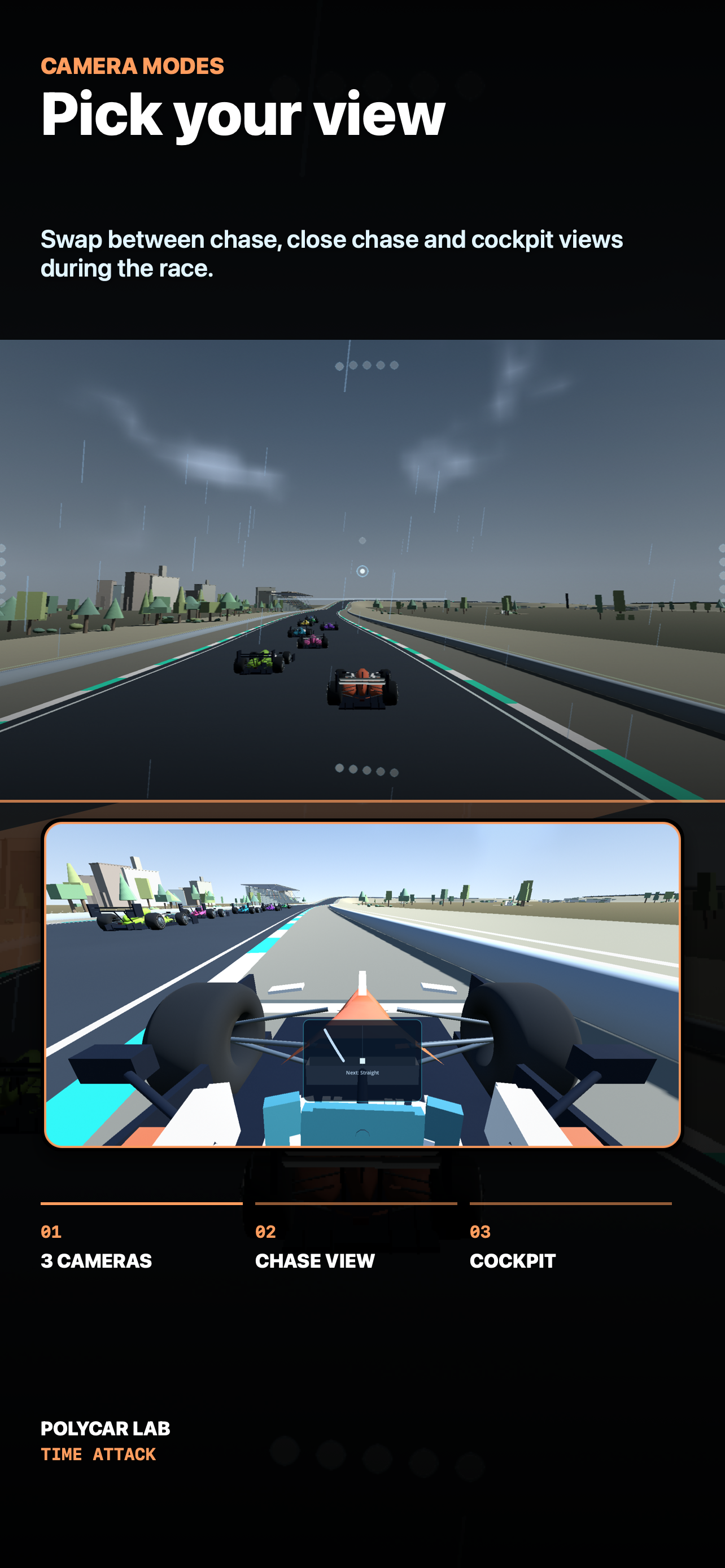 PolyCar Lab iPhone screenshot showing seven available circuits